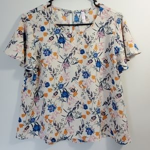 Xhilaration short sleeve floral print blouse sz M